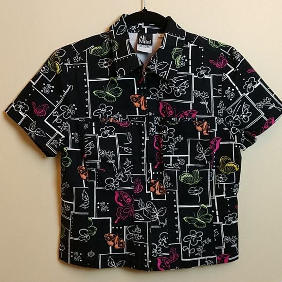 Ali Miles Zip Front Short Sleeve Shirt Jacket size Small - Picture 1 of 7